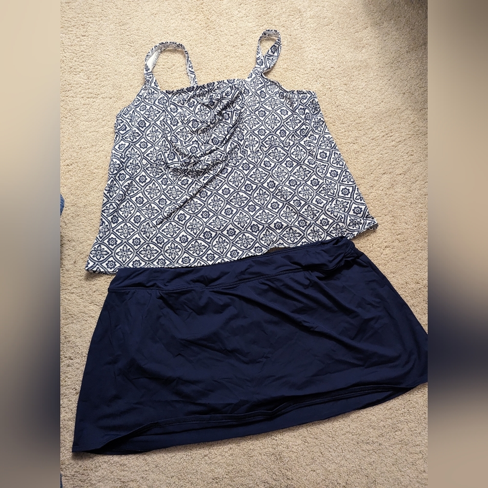 Lands' End 24W Plus Size 2 piece Bathing Suit